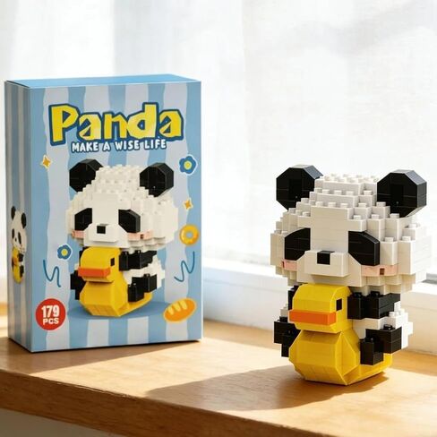 1PCS Panda on Rocking Chair Hand-Assembled Figurine with Display Base, Cute Animal Desk Decor, Playful Theme Collectible Statue for Home Office Shelf in Kuwait