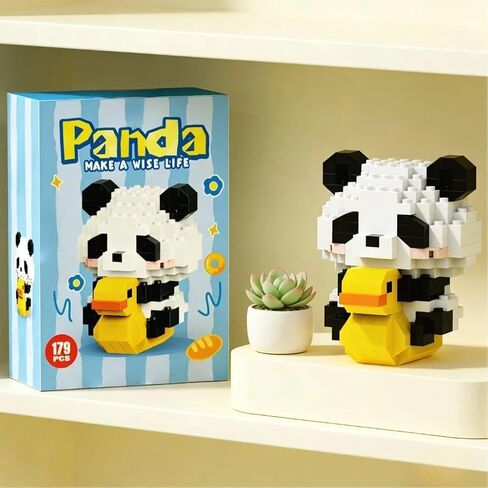 1PCS Panda on Rocking Chair Hand-Assembled Figurine with Display Base, Cute Animal Desk Decor, Playful Theme Collectible Statue for Home Office Shelf in Kuwait