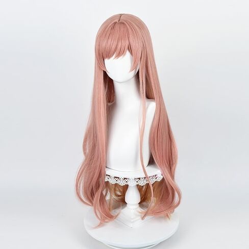 Wig Orange Pink Brown 85cm 33inch Halloween Carnival Comic Exhibition Cosplay Hair Natural Ombre Wigs with Bangs in Kuwait