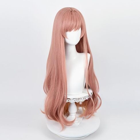 Wig Orange Pink Brown 85cm 33inch Halloween Carnival Comic Exhibition Cosplay Hair Natural Ombre Wigs with Bangs in Kuwait