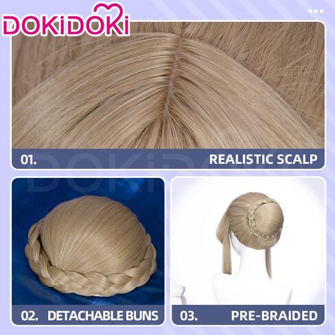 KIRA KIRA Genshin Sandrone Cosplay Wig Game Genshin Sandrone Wig 80cm Long Straight Dirty Blonde Hair for Cosplay Song of the Welkin Moon in Kuwait