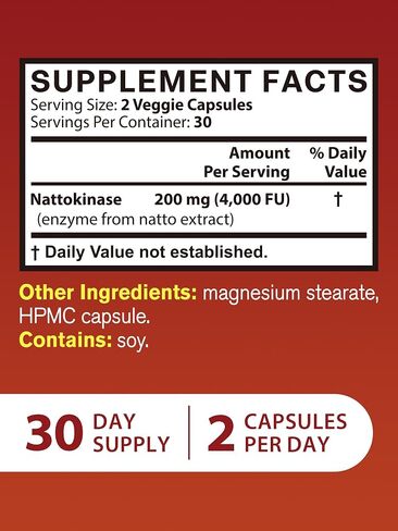 Nattokinase 4000 FU Per Serving, Derived from Japanese Natto, Systemic Enzymes for Heart and Circulatory Support, 60 Vegan Capsules, Non GMO in Saudi Arabia