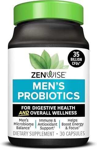Zenwise Health Probiotics for Men - 35 Billion CFUs Daily Probiotic for Men's Digestive Health - Green Tea Extract, Meriva, and Chromium Picolinate for Microbiome Balance + Antioxidant Support - 30 CT in Saudi Arabia