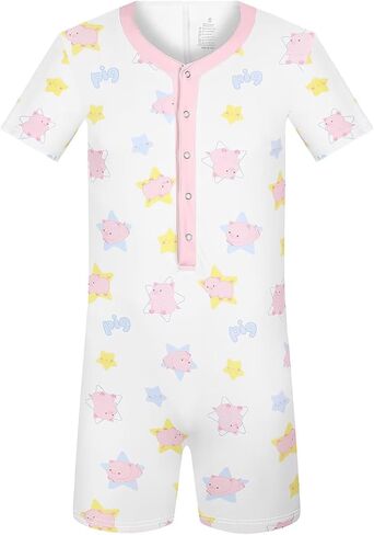 Landofgenie Adult Onesie for Men One Piece Romper Mens Bodysuit Cute Piggy Print Back Cutout Multiple Sizes in Kuwait
