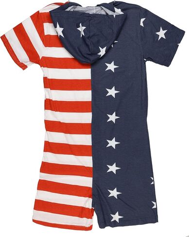 بذلة بغطاء للرأس من Seven Times Six Stars and Stripes للرجال ذات العلم الوطني قطعة واحدة وسحاب in Kuwait