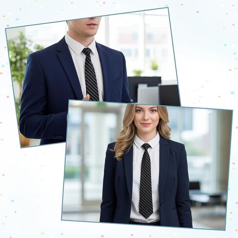 Skrfren Black and White Striped Tie for Women Adjustable Pre Tied Neckties for Women Men Shirt Business Uniforms Cosplay Accessory, 12" x 2.6" in Kuwait