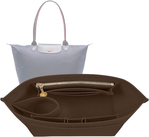 Lckaey Felt Handbag Organizer Insert for Longchamp Le Pliage, Universal Purse Insert for Most Tote Bags & Handbags 041coffee-M in Kuwait