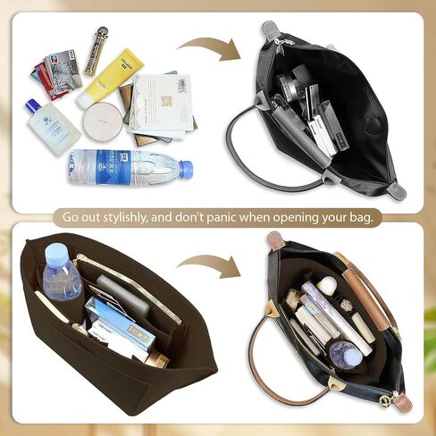 Lckaey Felt Handbag Organizer Insert for Longchamp Le Pliage, Universal Purse Insert for Most Tote Bags & Handbags 041coffee-M in Kuwait