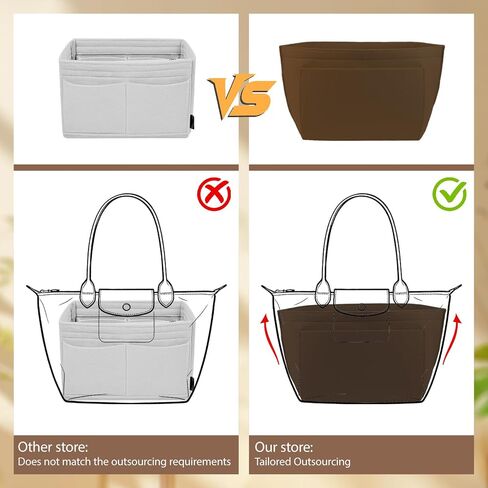Lckaey Felt Handbag Organizer Insert for Longchamp Le Pliage, Universal Purse Insert for Most Tote Bags & Handbags 041coffee-M in Kuwait