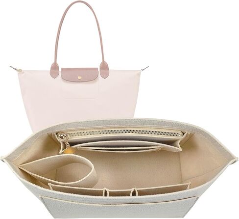 Lckaey Felt Handbag Organizer Insert for Longchamp Le Pliage, Universal Purse Insert for Most Tote Bags & Handbags 041coffee-M in Kuwait