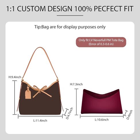 Soft Nylon Purse Organizer Insert for Lv Carryall PM Tote Bag, Waterproof Lightweight Luxury Carryall Organizer, Tote Handbags Divider Shaper with Zipper Bags Inner Linner(Wine-Red,PM) in Saudi Arabia