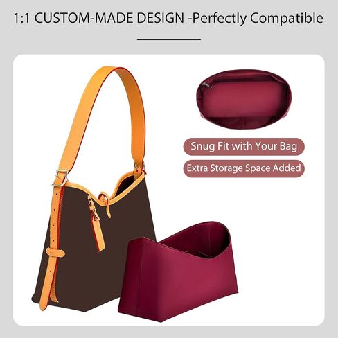 Soft Nylon Purse Organizer Insert for Lv Carryall PM Tote Bag, Waterproof Lightweight Luxury Carryall Organizer, Tote Handbags Divider Shaper with Zipper Bags Inner Linner(Wine-Red,PM) in Saudi Arabia