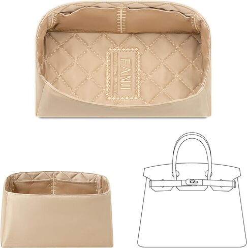 Purse Organizer Insert for HERMES Birkin 25 Handbag,Custom Ferfect Fit Inside Premium Aesthetics Embroidered Lightweight Tote Bag Insert Accessories (Silk Gold Sheen) in Saudi Arabia