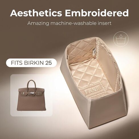 Purse Organizer Insert for HERMES Birkin 25 Handbag,Custom Ferfect Fit Inside Premium Aesthetics Embroidered Lightweight Tote Bag Insert Accessories (Silk Gold Sheen) in Saudi Arabia