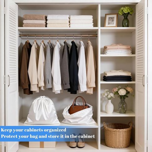 COMNICO Dust Bags for Handbags, 12 Pcs Silk Dust Covers With Drawstring Travel Storage Pouch Purse Storage Organizer for Purses and Handbags Shoes Boots Bags Luggage in Kuwait