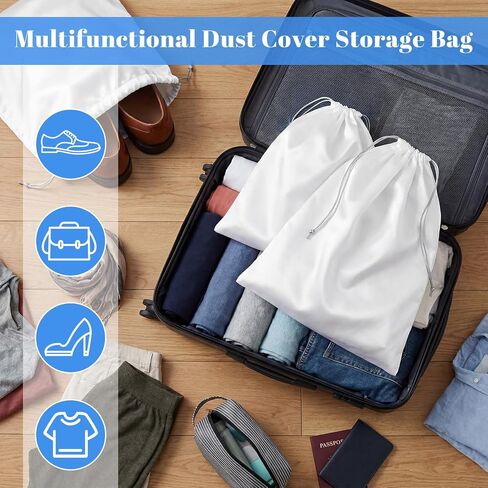 COMNICO Dust Bags for Handbags, 12 Pcs Silk Dust Covers With Drawstring Travel Storage Pouch Purse Storage Organizer for Purses and Handbags Shoes Boots Bags Luggage in Kuwait