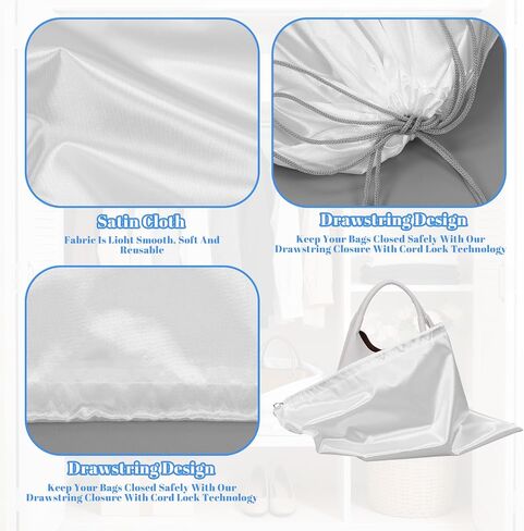 COMNICO Dust Bags for Handbags, 12 Pcs Silk Dust Covers With Drawstring Travel Storage Pouch Purse Storage Organizer for Purses and Handbags Shoes Boots Bags Luggage in Kuwait