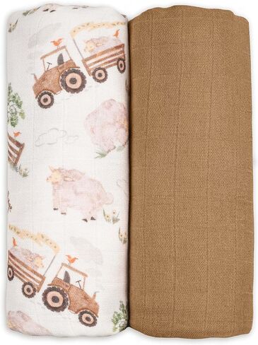 GLLQUEN BABY Muslin Swaddle Blankets 4-Pack Breathable Baby Receiving Blankets(35"x 40") Soft Baby Blankets for Girls and Boys Newborn Baby Essentials Muslin Burp Cloths Swaddle Wrap Baby Gift(Sun) in Saudi Arabia