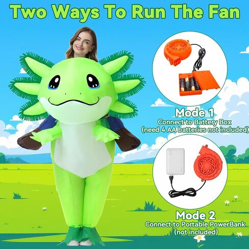 Stegosaurus Inflatable Axolotl Costume for Adult Halloween Costumes Air Blow up Costumes Funny Ride on Axolotl Costume for Cosplay Party Green in Kuwait