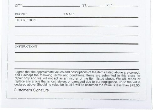 Jewelry and Watch Repair Job Triplicate 3-Part Forms on Envelope 50ct in Saudi Arabia