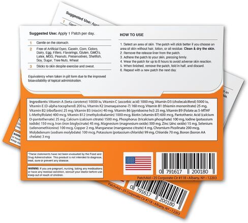 PatchAid Multi Plus Topical Patch (Pack of 2) | Daily Energy & Wellness Support, 27 Essential Vits Including Iron, B12, and Calcium, 8-Hour Wear & Slow Release, 60 Day Supply in Saudi Arabia
