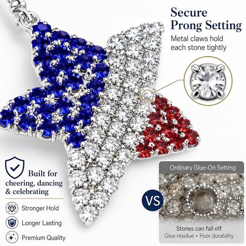 Red White Blue Patriotic Earrings for Women | 4th of July Star Dangle, Crystal, Independence Day Accessories, American Flag Jewelry in Saudi Arabia