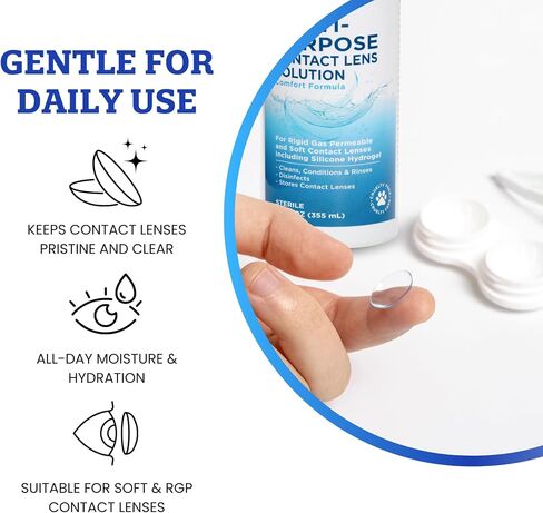 Cruelty-Free Contact Lens Solution 12oz - Multipurpose Cleaner & Sterile Isotonic Eye Contacts Care by Clear Conscience (3 Pack) in Saudi Arabia