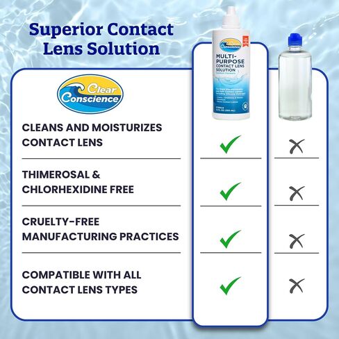 Cruelty-Free Contact Lens Solution 12oz - Multipurpose Cleaner & Sterile Isotonic Eye Contacts Care by Clear Conscience (3 Pack) in Saudi Arabia