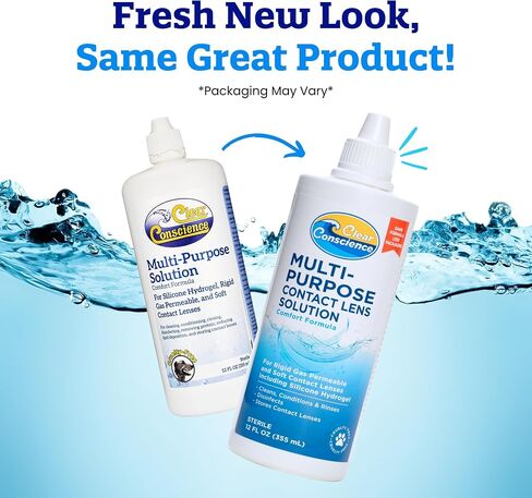 Cruelty-Free Contact Lens Solution 12oz - Multipurpose Cleaner & Sterile Isotonic Eye Contacts Care by Clear Conscience (3 Pack) in Saudi Arabia