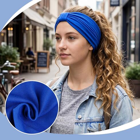 6 Pack Wide Elastic Sports Headbands for Women Non-Slip Sweatbands for Running Yoga Workout Makeup Soft Stretchy Hair Accessories(Grey/Blue/Brown/White/Pink/Black) in Kuwait