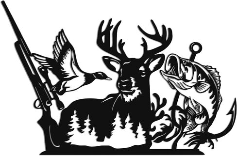 Slickss Metal Deer Hunting Decor, Hunting Gifts with Duck & Fish Wall Decor - Deer Wall Art for Bedroom, Living Room and Cabin in Kuwait