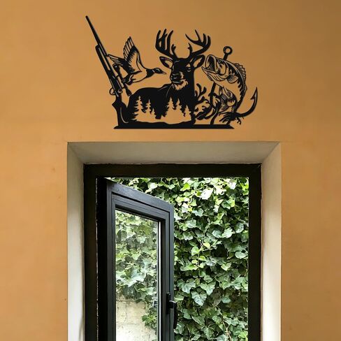 Slickss Metal Deer Hunting Decor, Hunting Gifts with Duck & Fish Wall Decor - Deer Wall Art for Bedroom, Living Room and Cabin in Kuwait