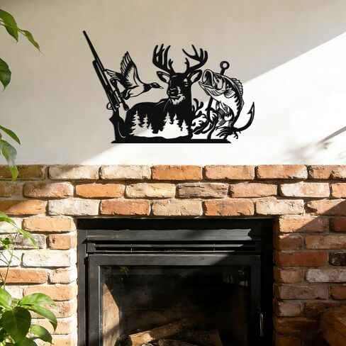 Slickss Metal Deer Hunting Decor, Hunting Gifts with Duck & Fish Wall Decor - Deer Wall Art for Bedroom, Living Room and Cabin in Kuwait