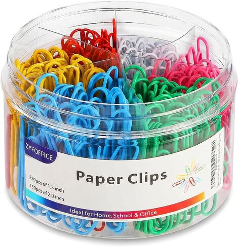 Colorful Paper Clips, 400 PCS Medium 1.3 inch & Jumbo 2 inch, Durable, Rustproof, Coated, for Office, School, Document Organizing in Saudi Arabia