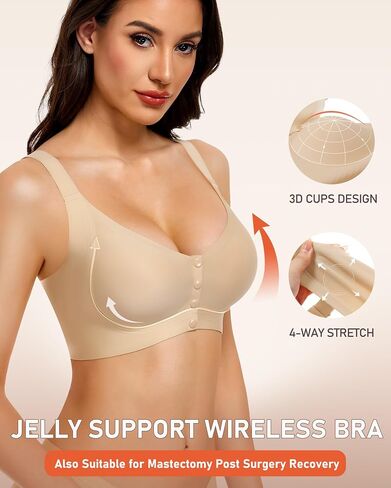 Gailife Jelly Front Closure Bras for Women No Underwire Wireless Comfort Mastectomy Post Surgery Bralettes for Older Women in Saudi Arabia