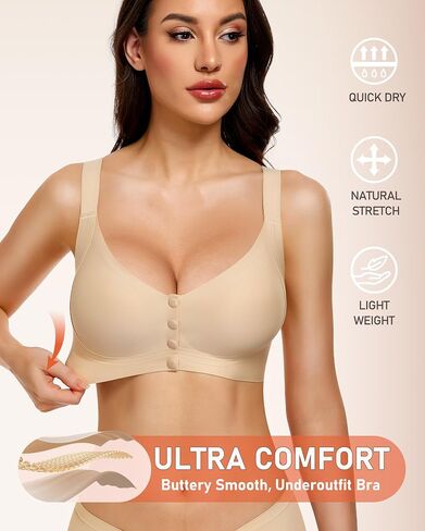 Gailife Jelly Front Closure Bras for Women No Underwire Wireless Comfort Mastectomy Post Surgery Bralettes for Older Women in Saudi Arabia