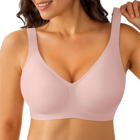 LUCKMEEY Jelly Wireless Bras for Women Deep V Plunge Seamless Push Up Bra Supportive No Underwire Comfort Everyday Bra in Kuwait