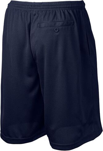 Joe's USA - Men's Moisture-Wicking Long Mesh Shorts, Pockets-True Navy-4XL in Kuwait