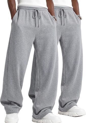 Men's Baggy Sweatpants 2 Packs Wide Leg Lounge Sweat Pants with Pockets in Kuwait