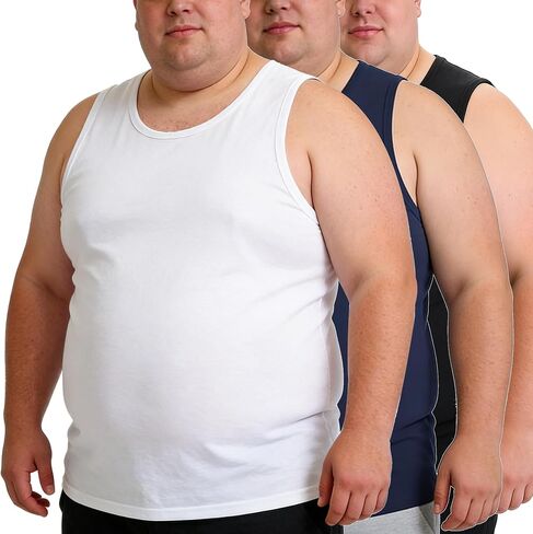 Men's Big and Tall Tank Tops - Cotton Blend Sleeveless Muscle Shirts 4XL - 8XL Workout Tees Summer Active Undershirts in Kuwait
