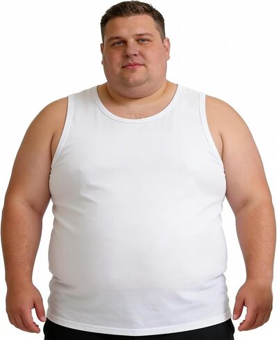 Men's Big and Tall Tank Tops - Cotton Blend Sleeveless Muscle Shirts 4XL - 8XL Workout Tees Summer Active Undershirts in Kuwait