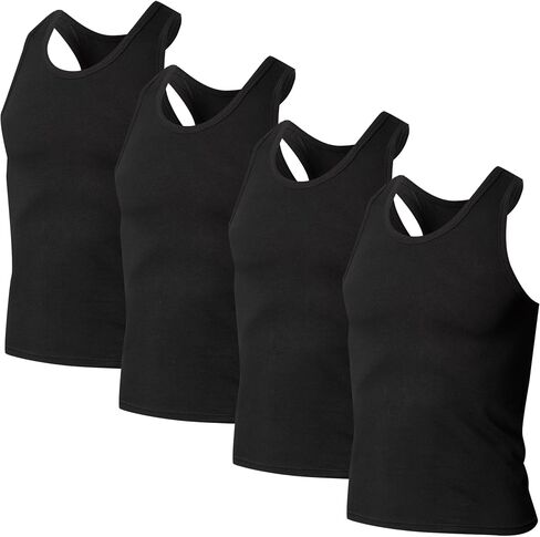 Men's 4 Pack Tank Top Undershirts, Moisture Wicking Breathable Sleeveless Shirts, Daily Casual Tops in Saudi Arabia
