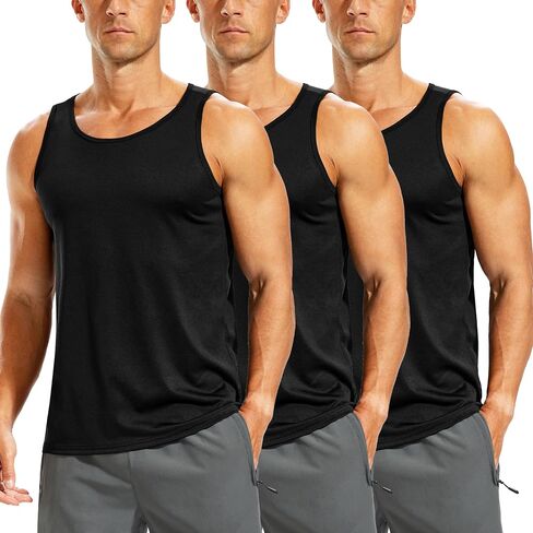 3 Pack Men's Tank Tops Sleeveless Shirts Undershirt Quick Dry Sports Athletic Workout Gym Muscle in Kuwait
