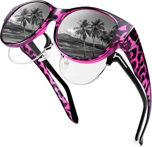 Polarized Sunglasses Over Glasses Women, Fit Over Glasses Sunglasses,Cat Eye Trendy Sun Shades UV400 Protection in Kuwait