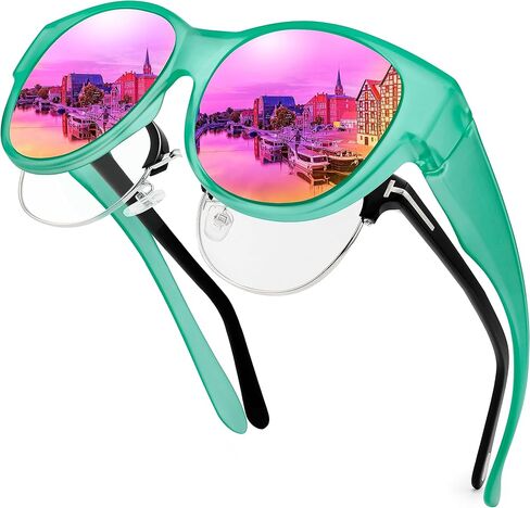 Polarized Sunglasses Over Glasses Women, Fit Over Glasses Sunglasses,Cat Eye Trendy Sun Shades UV400 Protection in Kuwait