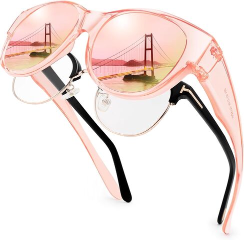 Polarized Sunglasses Over Glasses Women, Fit Over Glasses Sunglasses,Cat Eye Trendy Sun Shades UV400 Protection in Kuwait