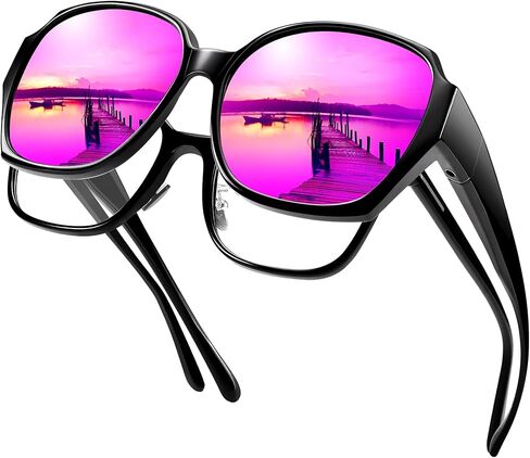 Polarized Sunglasses Over Glasses Women, Fit Over Glasses Sunglasses,Cat Eye Trendy Sun Shades UV400 Protection in Kuwait