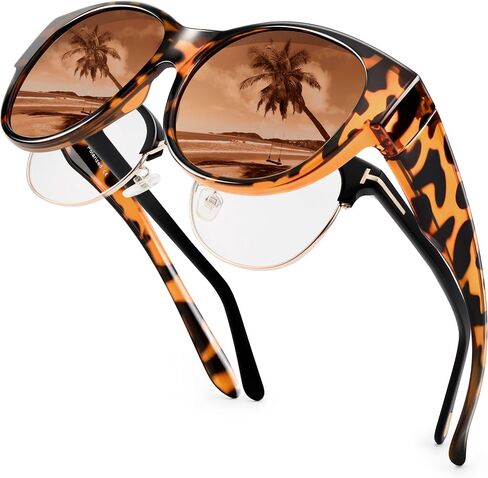 Polarized Sunglasses Over Glasses Women, Fit Over Glasses Sunglasses,Cat Eye Trendy Sun Shades UV400 Protection in Kuwait