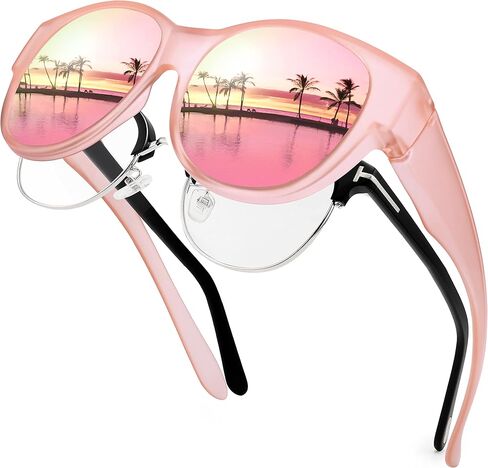 Polarized Sunglasses Over Glasses Women, Fit Over Glasses Sunglasses,Cat Eye Trendy Sun Shades UV400 Protection in Kuwait