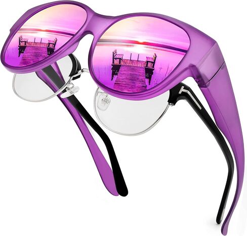 Polarized Sunglasses Over Glasses Women, Fit Over Glasses Sunglasses,Cat Eye Trendy Sun Shades UV400 Protection in Kuwait